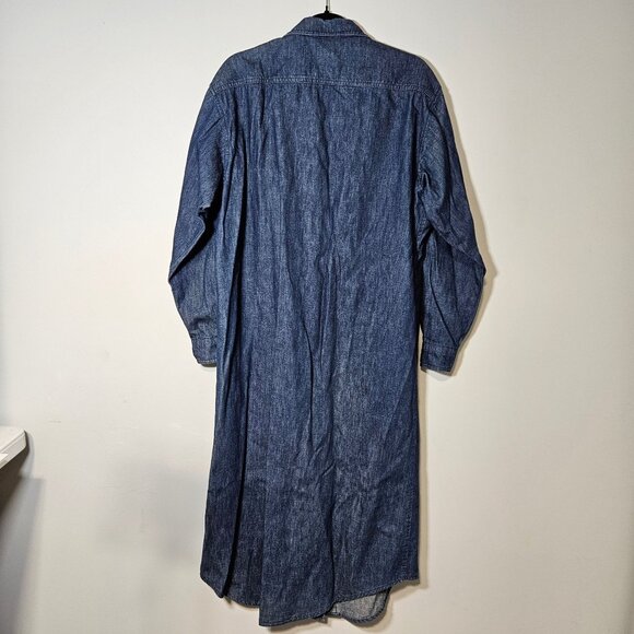 Lands End Womens Denim Button Down Shirt Dress Size Lg 100% Cotton Made In USA - Picture 2 of 8